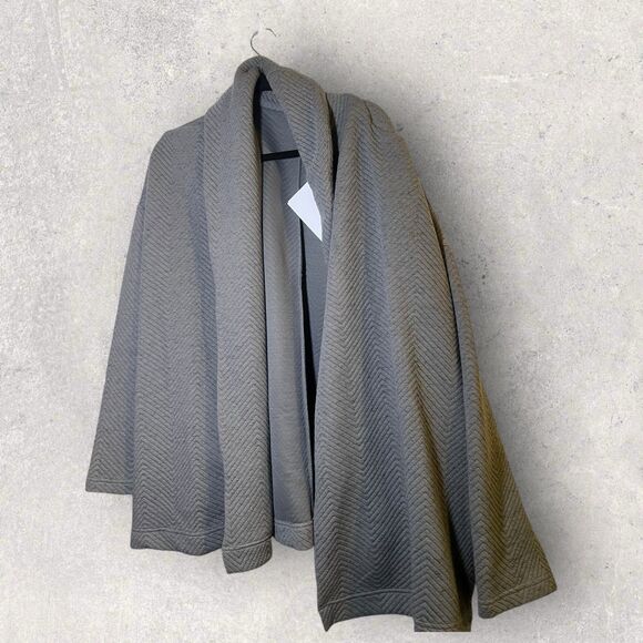 Fabletics Jacket Cardigan Women’s 3X Vanessa Quilted Open Front Pockets in Gray - Picture 2 of 5
